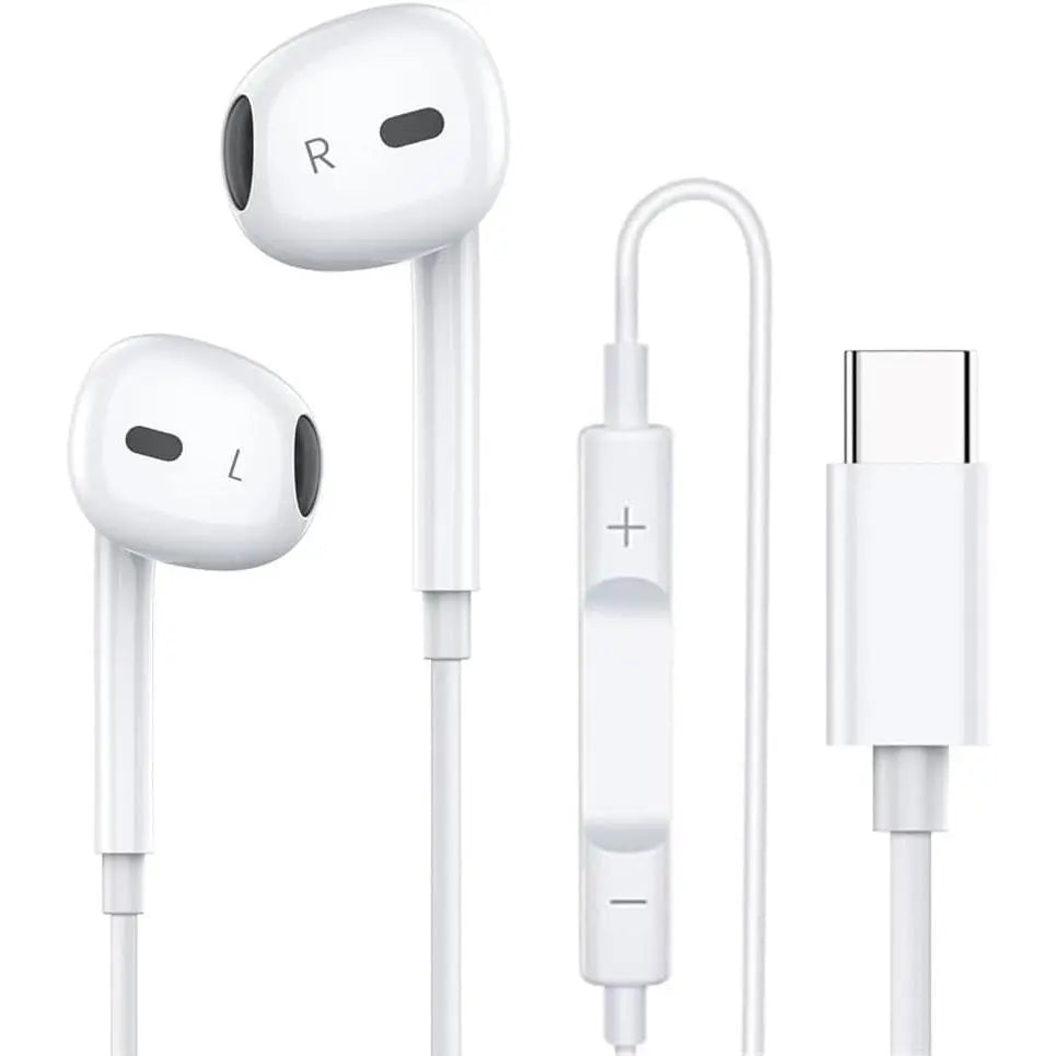 Summerwins USB-C Audio Plug Earbuds with Mic, Volume Control, Hifi Stereo & Noise Isolation - Phone Accessories for Iphone 17/17 Pro/16/15, Samsung S25/S24/S23, Pixel 10/9, Oneplus & USB-C Devices