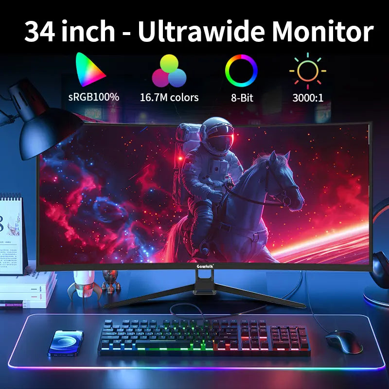 Gawfolk 34" IPS Ultrawide Gaming Monitor - 21:9 Aspect Ratio, 2560X1080 Resolution, 120Hz Refresh Rate, 1Ms Response Time, Freesync/G-Sync Compatible, HDMI/DP Ports, VESA 75X75Mm Mount Support Summerwins